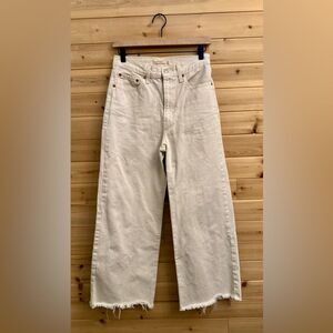 Levi’s Size 28/6 Ribcage Wide Leg Cotton Rigid High Rise Raw Edge Denim Jeans